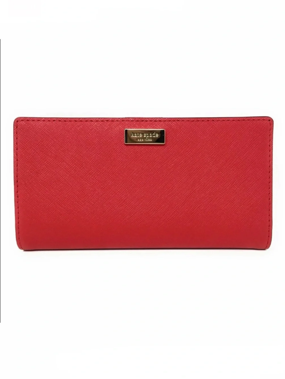Kate Spade New York Stacy Laurel Way Wallet Coral Red Saffiano Leather